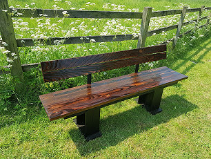 Large Ironfire bench with back in douglas fir wood
