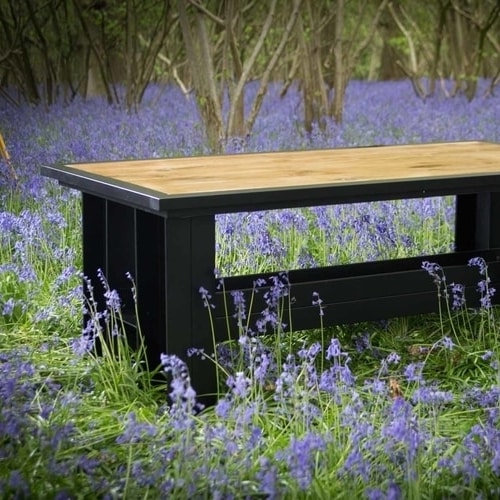 Oak top dining table 2000 x 1000 in bluebell woods