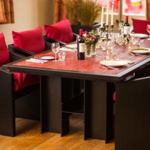 Red industrial style home dining table